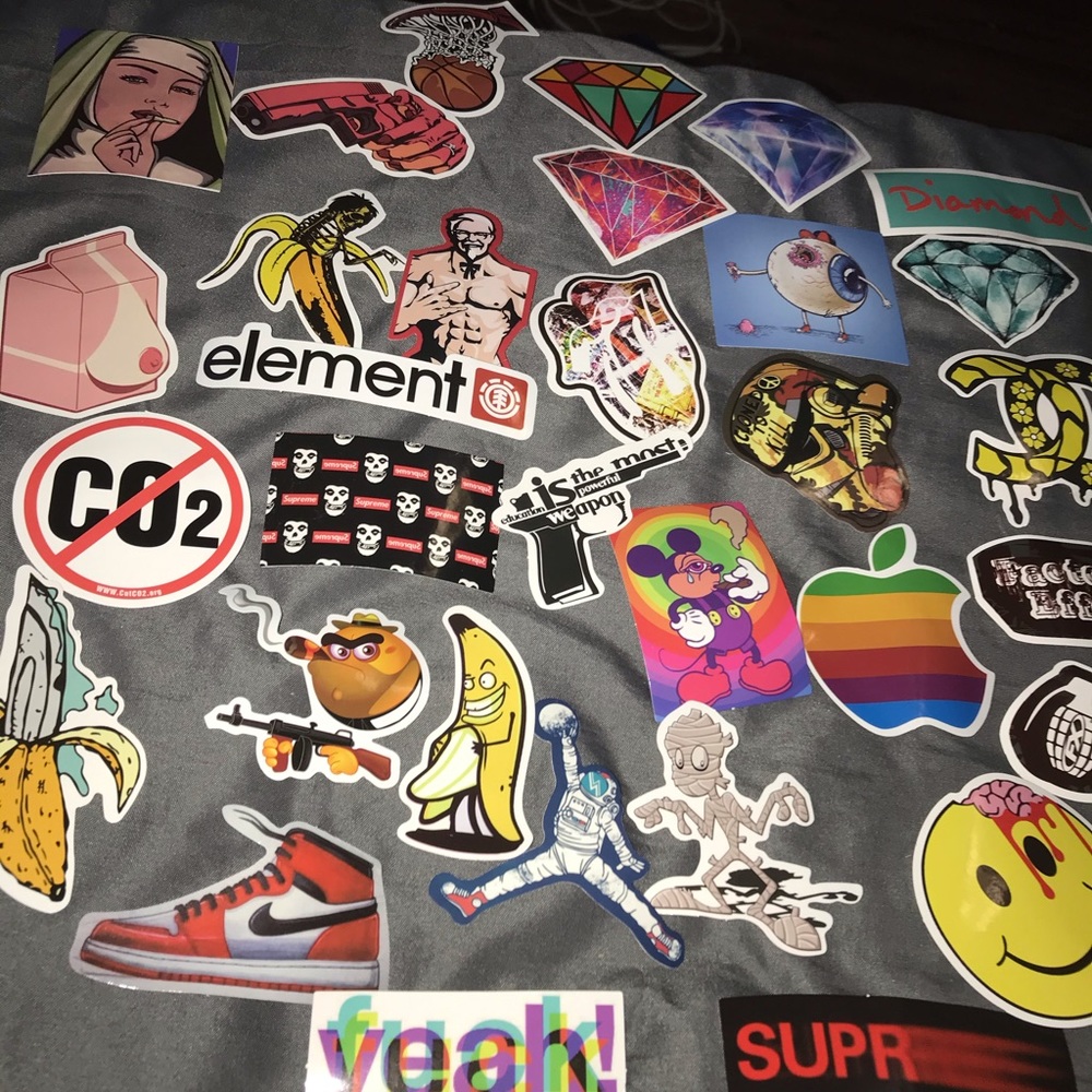 Cool & Funny Stickers Lot of 30+! SUPREME, ELEMENT